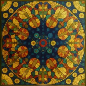 Colorful Ancient Mosaic Tile Creation: Artistic Arabesque Design