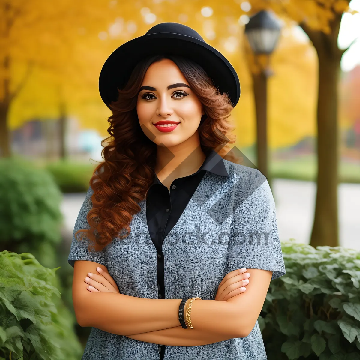 Picture of Smiling Lady in Casual Summer Outfit at Park