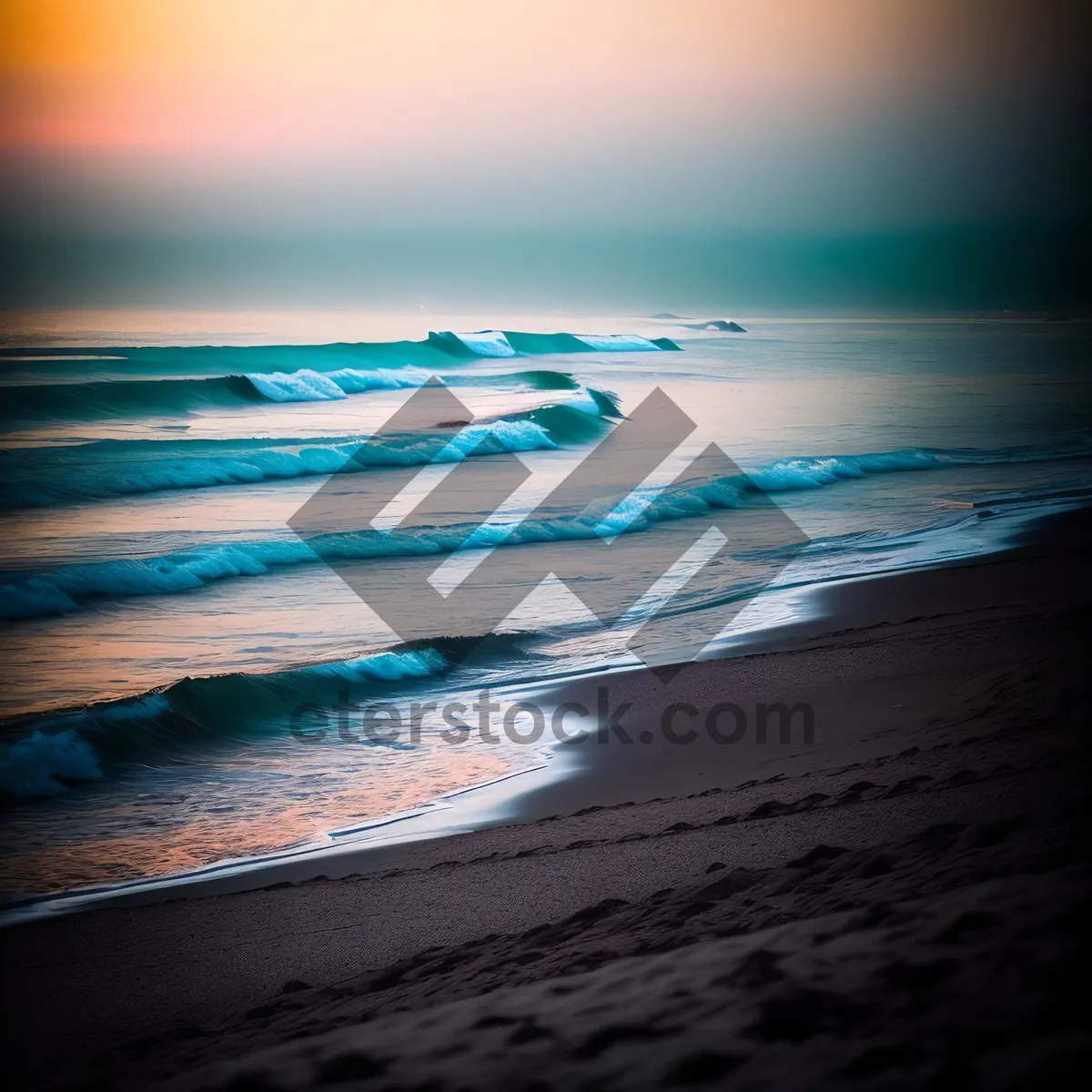 Picture of Golden Horizon: Beach Sunset Reflection