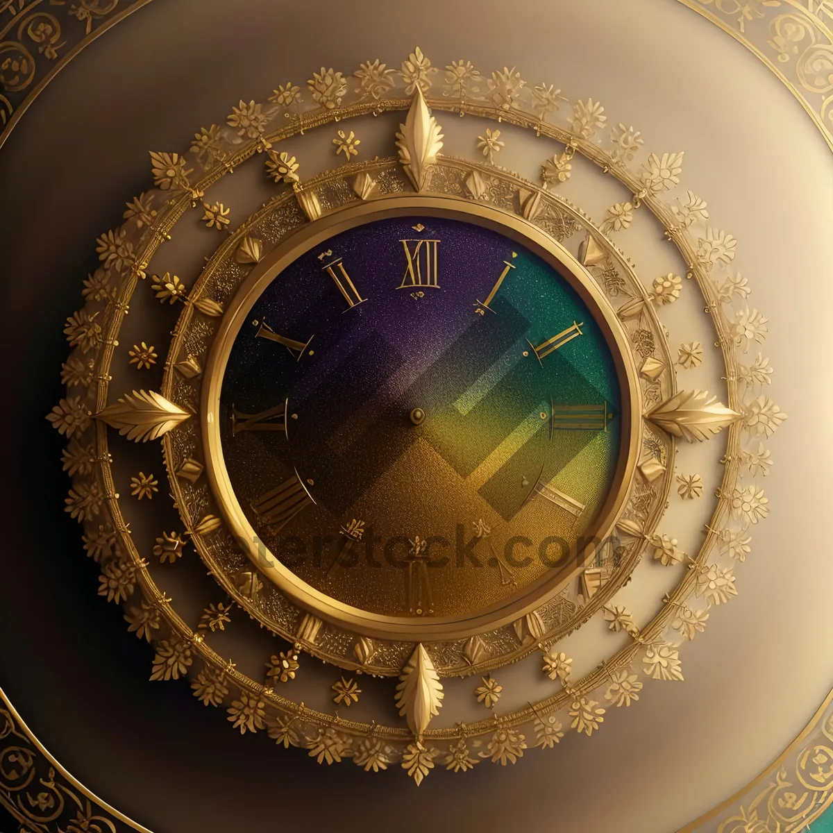 Picture of Golden Retro Timepiece with Analog Clock