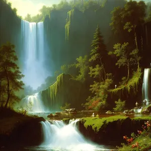 Tranquil Forest Waterfall in Scenic Park