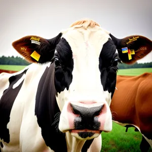 Majestic Dairy Cow Grazing in Green Pasture