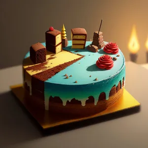 Musical Birthday Cake with candles and music box