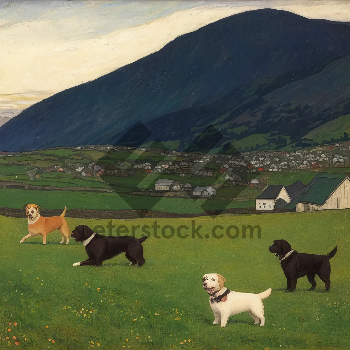 Picture of Serene countryside landscape with grazing horses