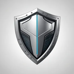 Shiny 3D Shield Icon with Heart Gem