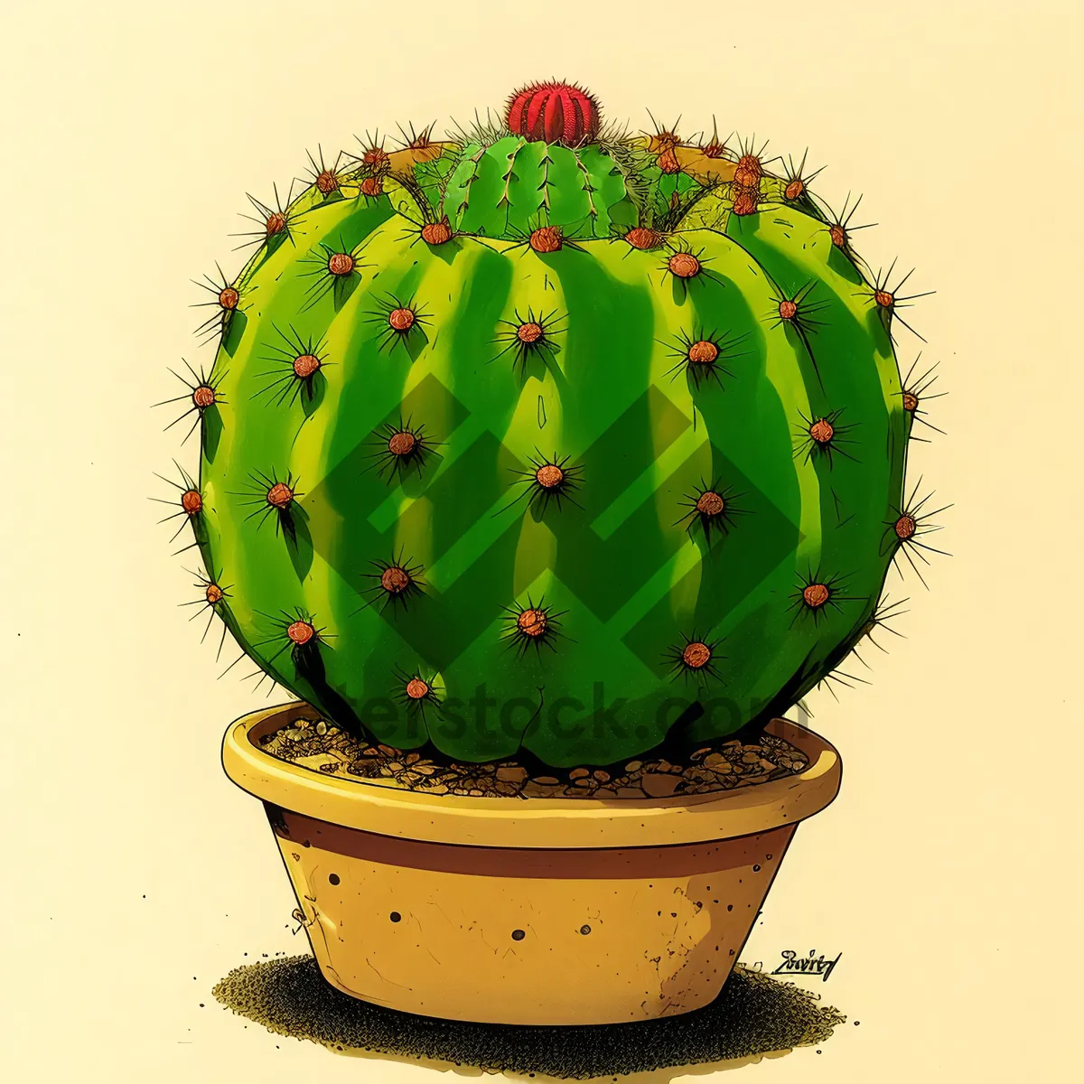 Picture of Prickly cactus plant celebrating with fruit