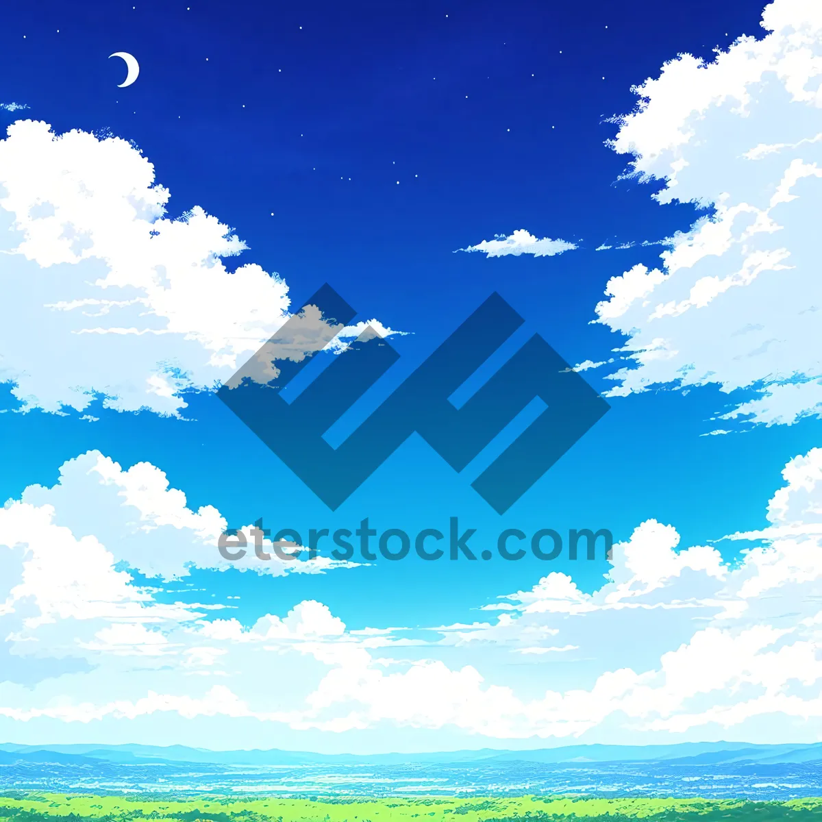 Picture of Vibrant Sky with Fluffy Clouds on a Sunny Day