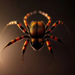 Close-up of Black Barn Spider, an Arachnid Arthropod