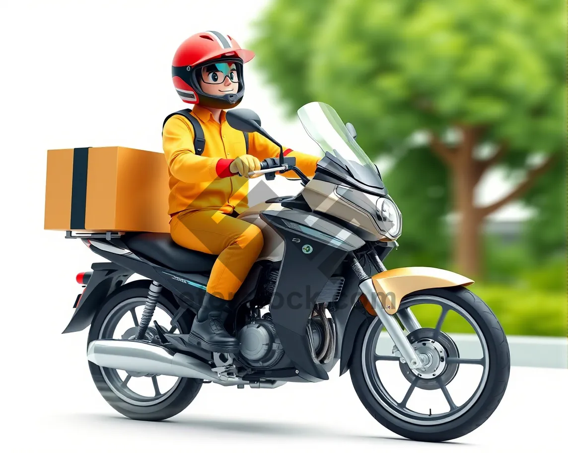 Picture of Boy riding fast on motorbike at racetrack