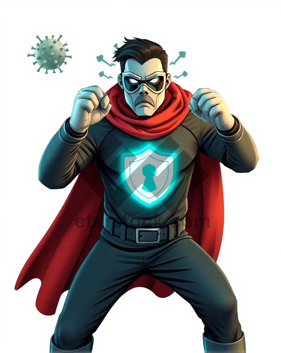 Picture of Cartoon superhero man with cape drawing