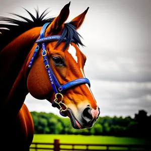 Majestic Stallion in a Rural Meadow