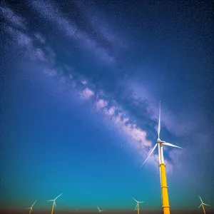 Wind Energy Turbine Generating Electricity at Sunset