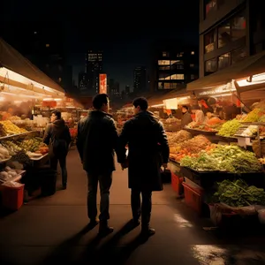 Food market stall display at the supermarket