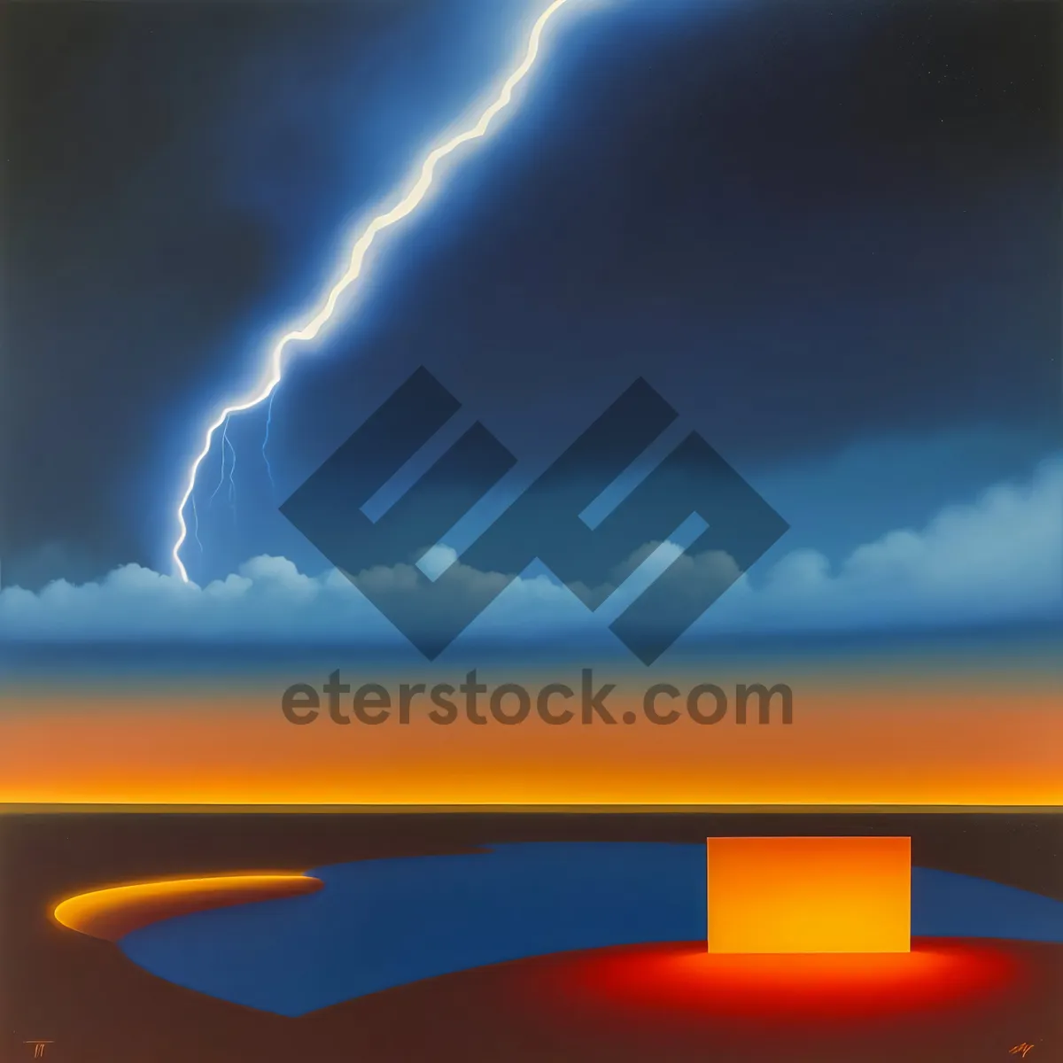 Picture of Golden Sunset Casting Vibrant Sky Over Ocean