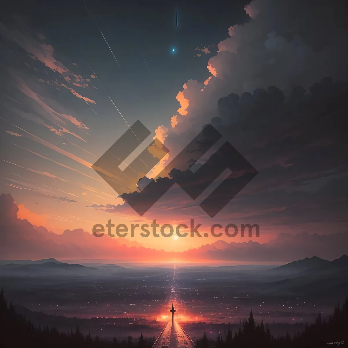 Picture of Majestic Sunset Over Cloudy Mountains