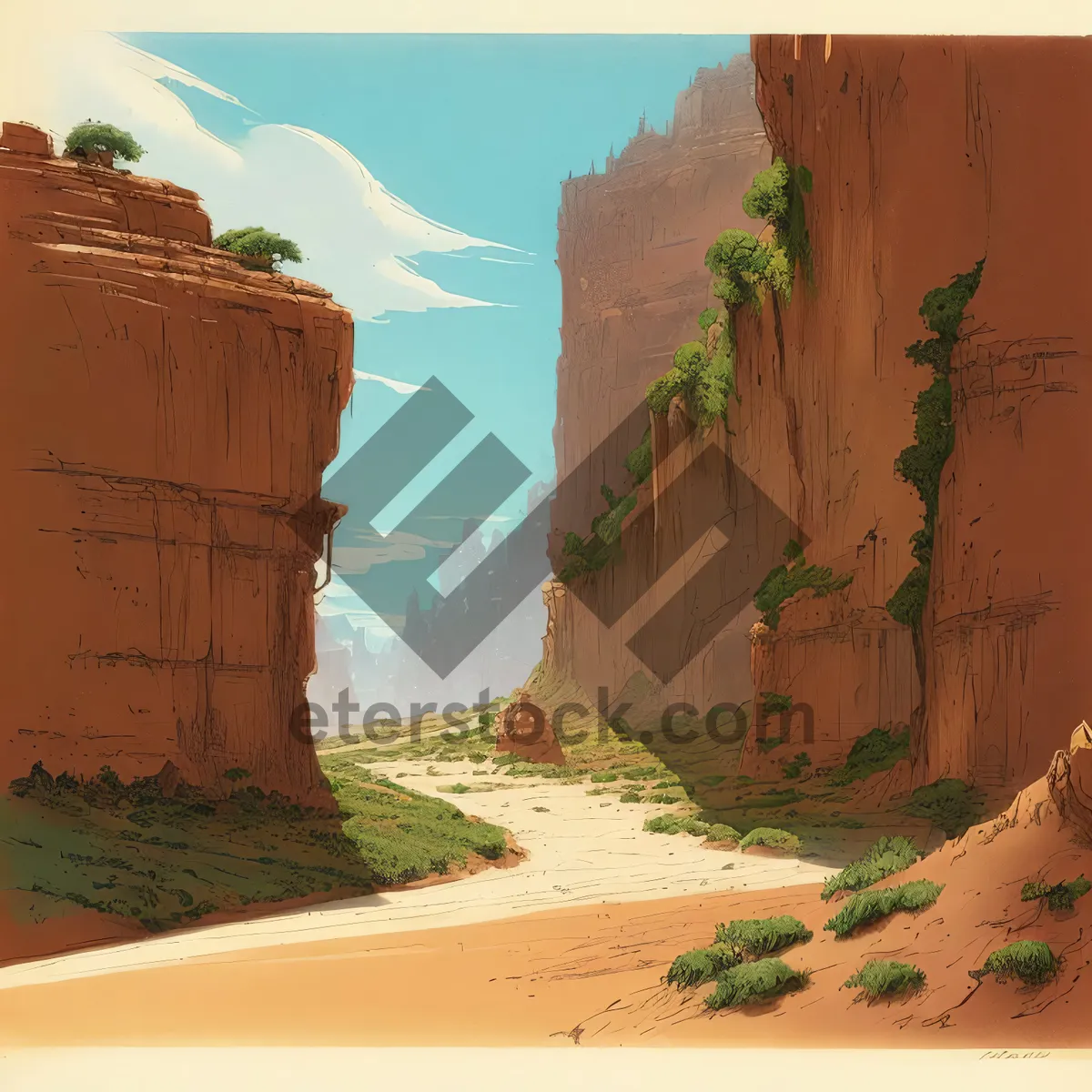 Picture of Southwest Skyline: Majestic Sandstone Mountains and Canyon