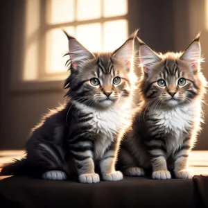 Adorable Fluffy Tabby Kitten with Playful Curiosity