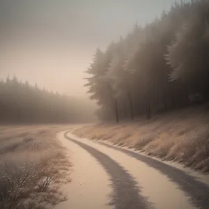 Sunset Over Snowy Mountain Landscape