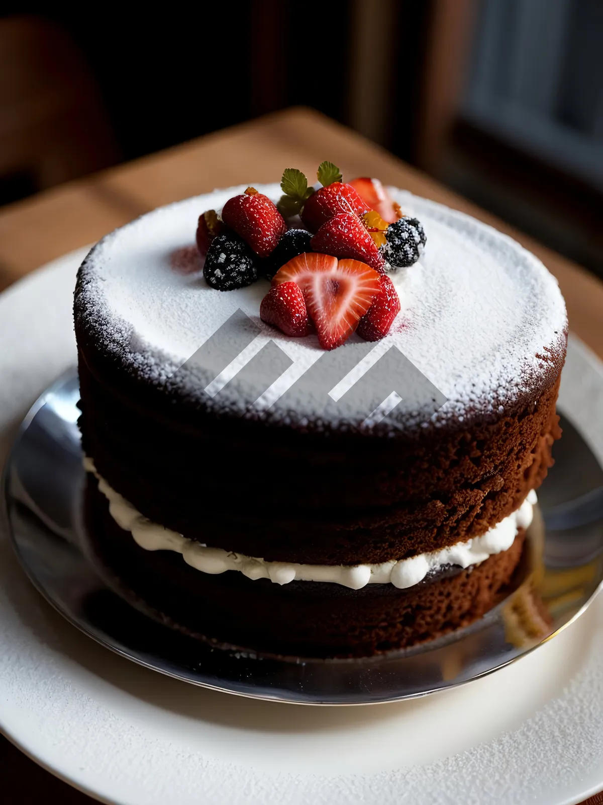 Picture of Delicious Berry Cake with Fresh Mint