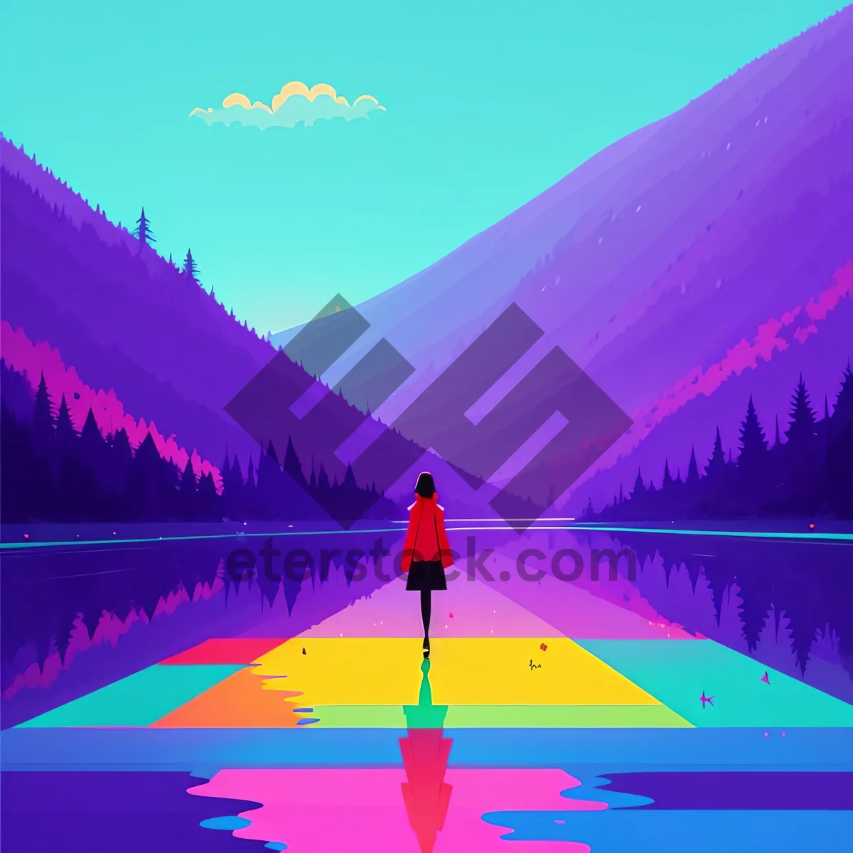 Picture of Vibrant Digital Art with Colorful Textured Design