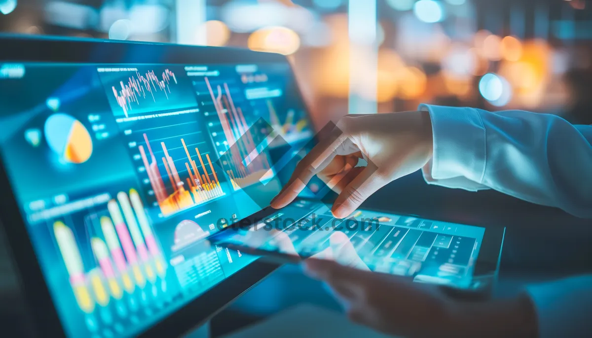 Picture of Businesswoman working on laptop typing finance report