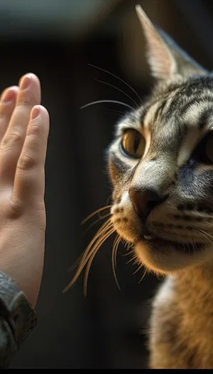 Striped tabby cat with cute whiskers