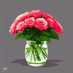 Romantic Rose Bouquet in Pink Vase