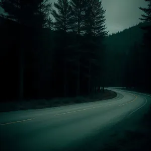 Scenic Mountain Highway Bend with Traffic and Blue Sky