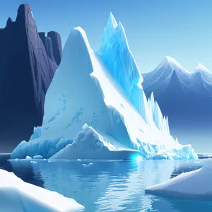 Frozen Arctic Landscape: Majestic Glacier and Iceberg