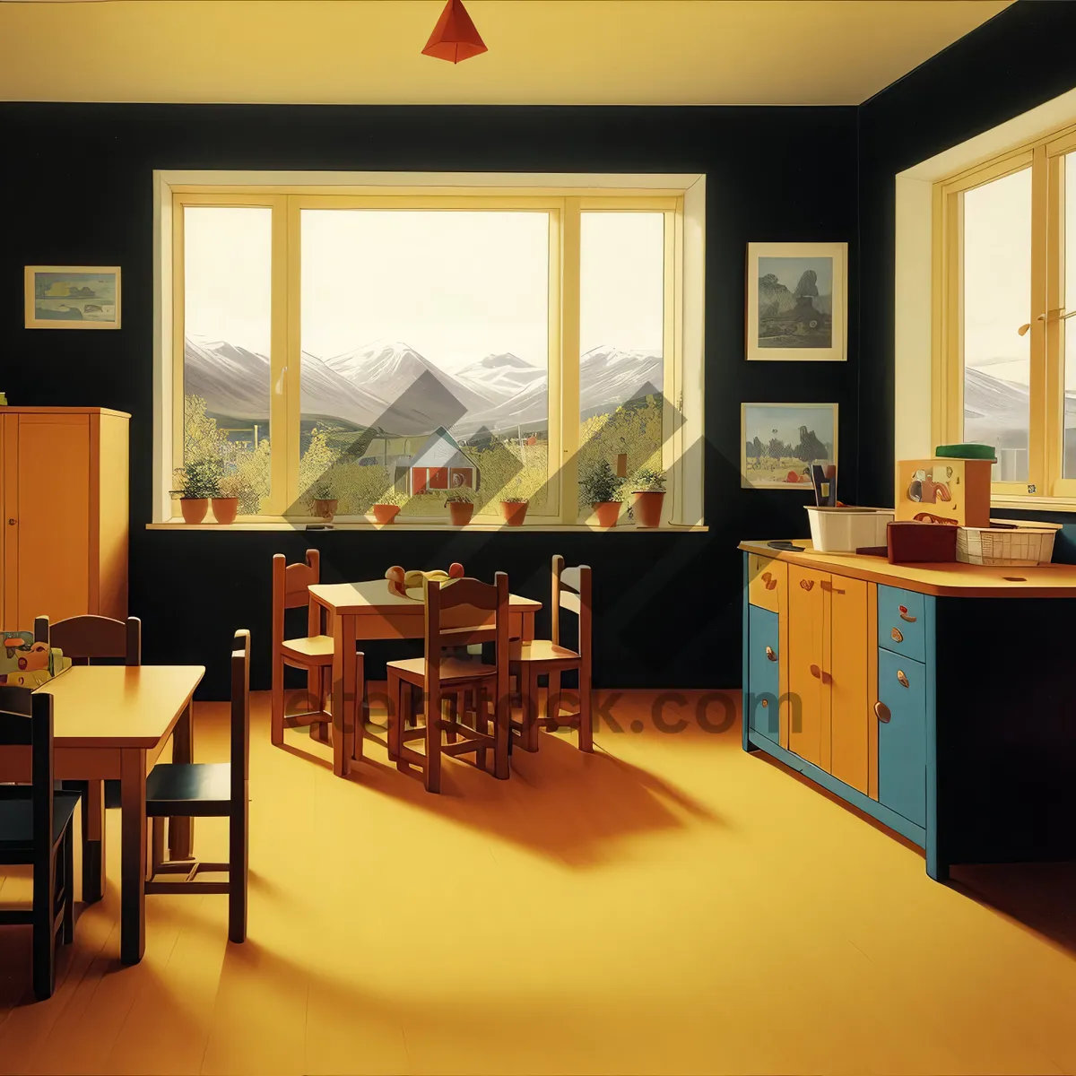 Picture of Modern Interior with Wood Furniture and Contemporary Design