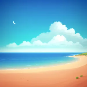 Summer Serenity: Sunlit Seascape with Waves and Sunset