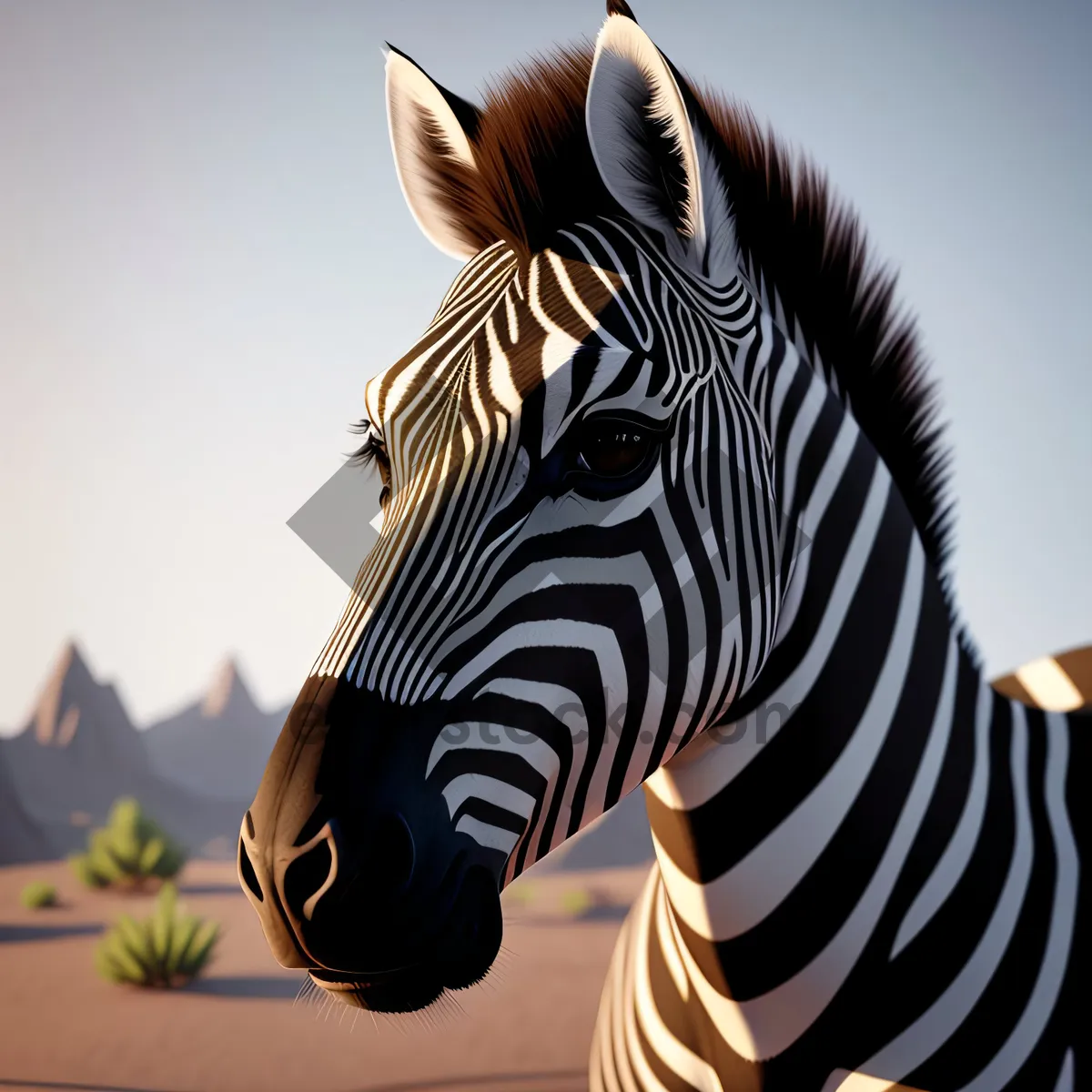 Picture of Striped Zebra Grazing in African Wilderness