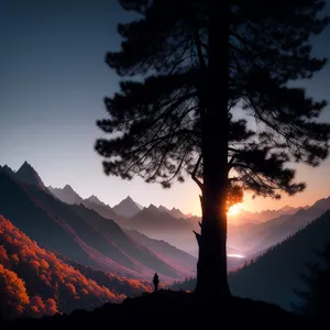 Majestic Mountains Illuminated by Setting Sun