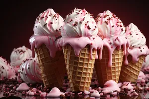 Pink flower-shaped chocolate ice cream dessert gift display.