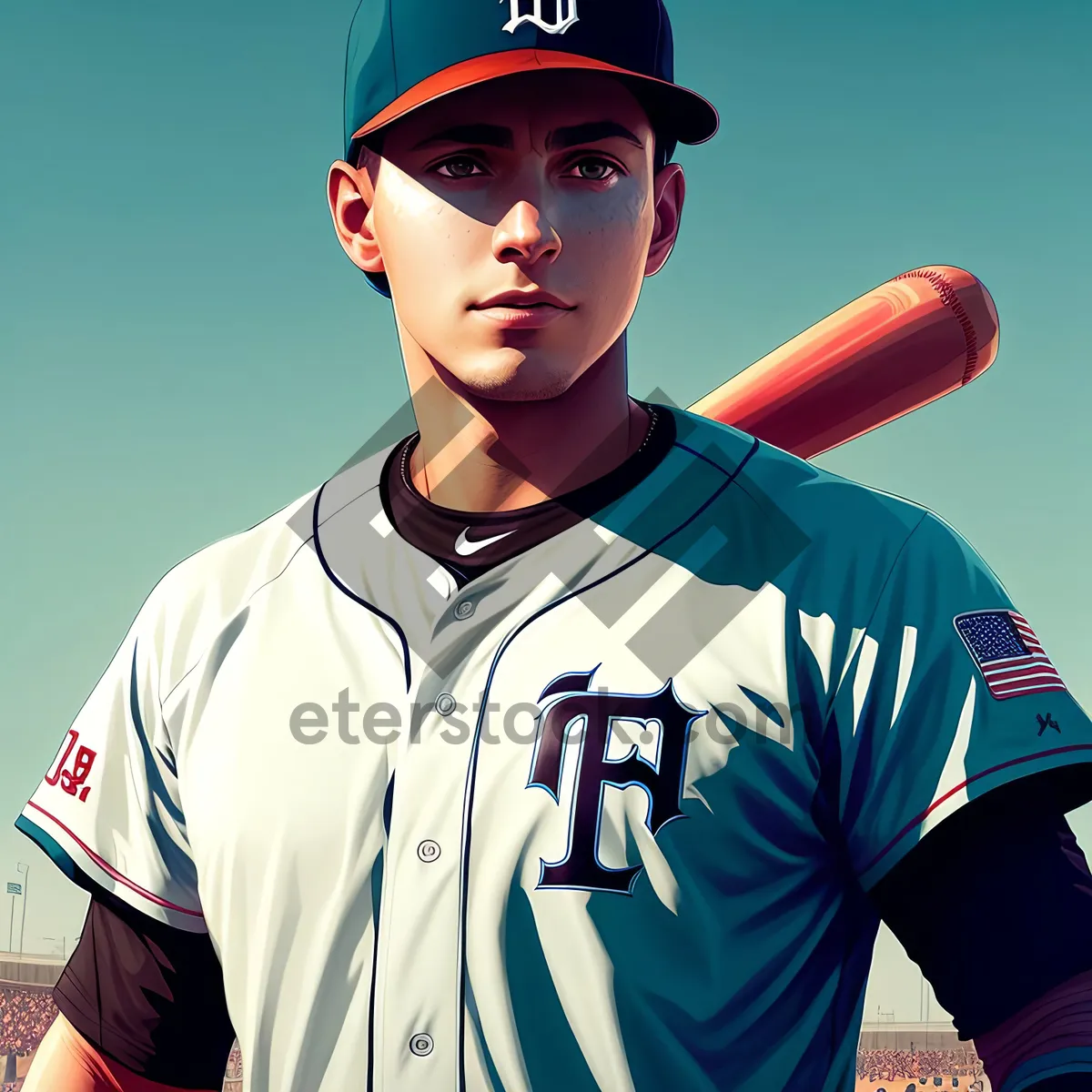 Picture of Smiling Male Athlete in Baseball Uniform