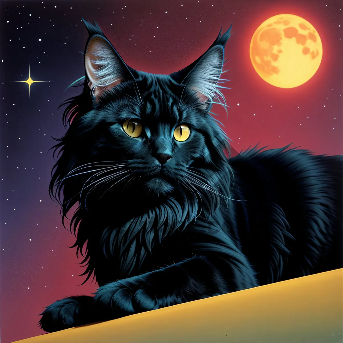 Picture of Adorable Fluffy Black Cat Portrait