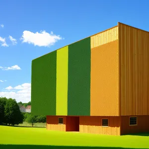 Architectural beauty against cloudy sky on grassy field