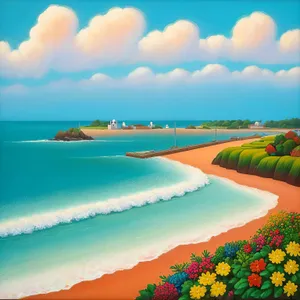 Tropical beach vacation paradise with turquoise waves.