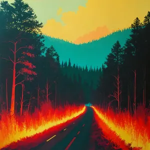 Vibrant Sunset Over Majestic Mountain Landscape