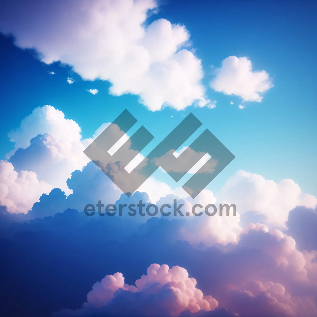 Picture of Vibrant Summer Sky with Fluffy Clouds