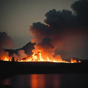 Glowing Sun at Fiery Horizon