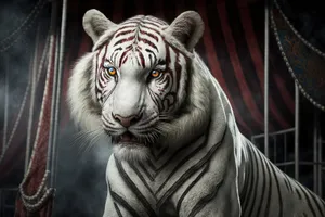 Striped tiger in the wild jungle habitat