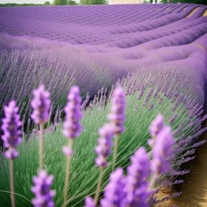 Vibrant Lavender Blooms in Serene Countryside Meadow