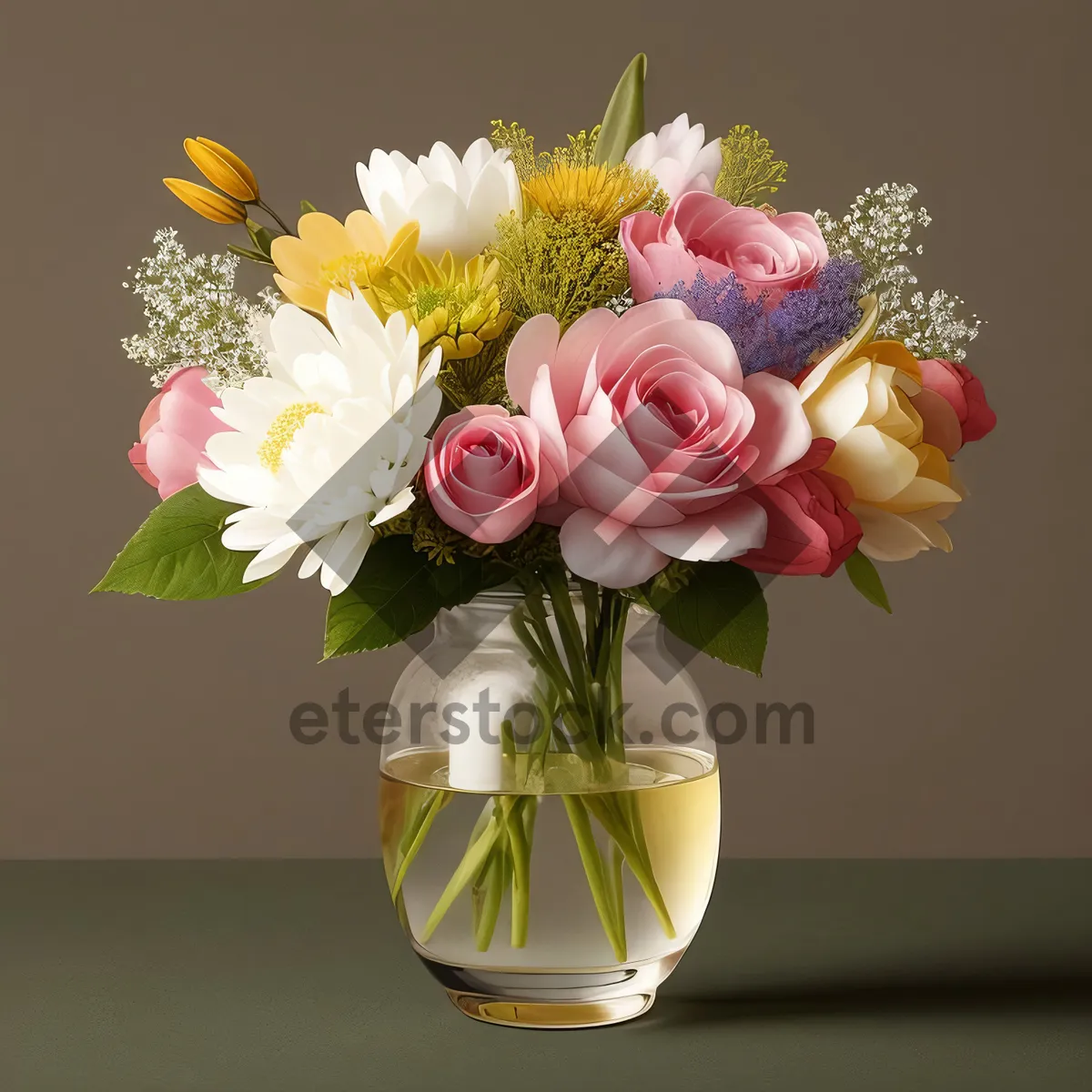 Picture of Pink Rose Wedding Bouquet in Vase