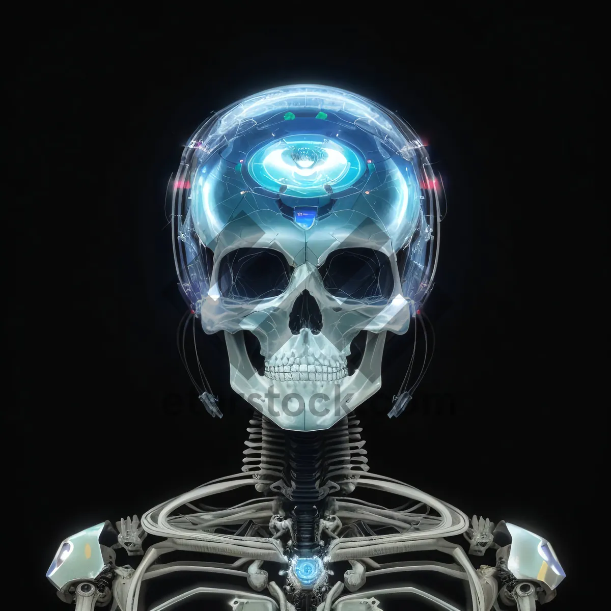 Picture of Skeletal Automaton Head Sculpture - Horror Concept