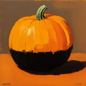 Festive autumn pumpkin lantern with stem