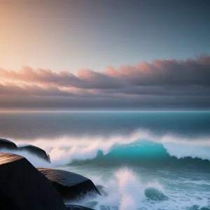 Dusk Horizon at Beach - Tranquil Coastal Sunset