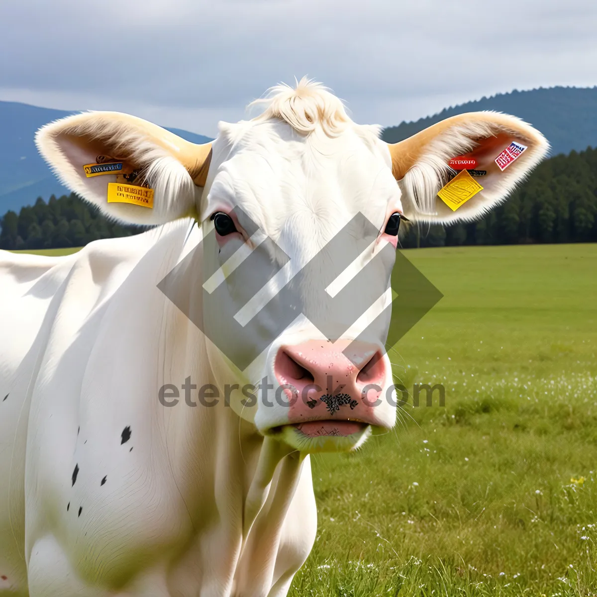 Picture of Countryside Cattle Grazing in Rural Pasture.
