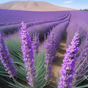 Captivating Lavender Field with Blooming Purple Sage