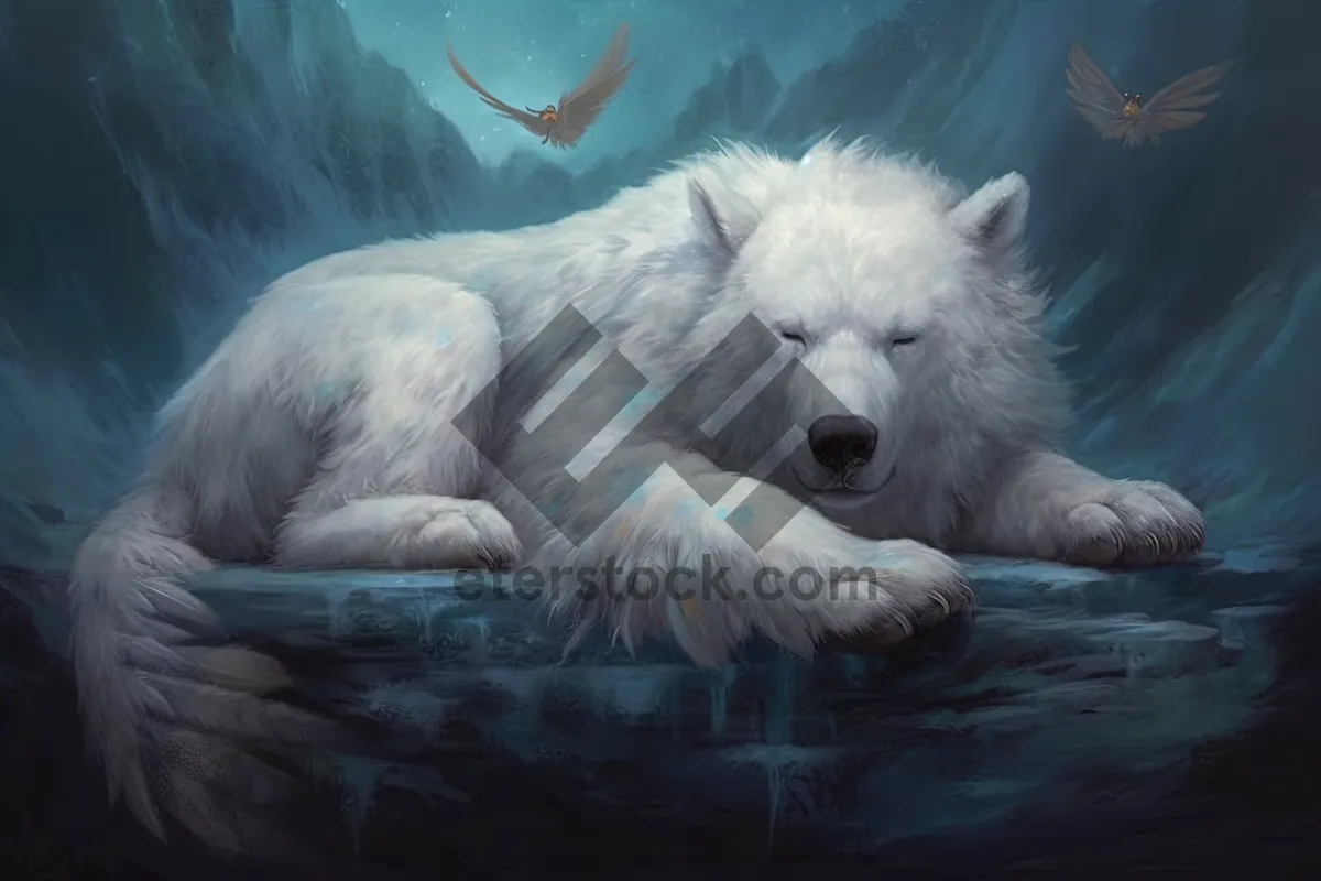 Picture of Majestic White Wolf in the Wild